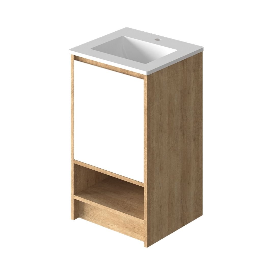 Vanitory Classic Legno Giorno 50 cm - Frente Blanco con bacha integrada