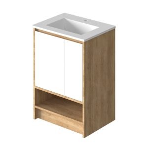 Vanitory Classic Legno Giorno 60 cm - Frente Blanco con bacha integrada