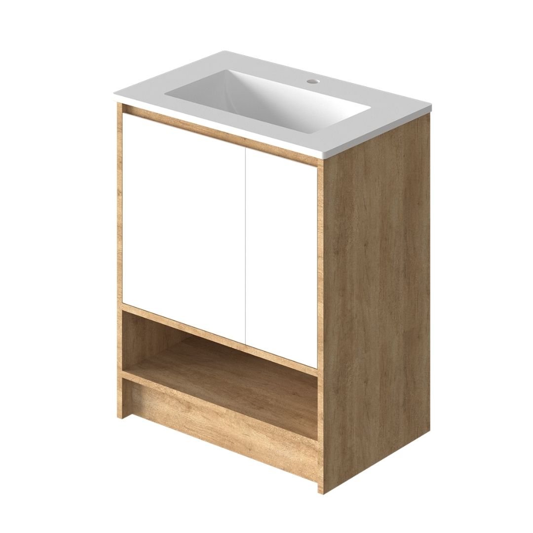 Vanitory Classic Legno Giorno 70 cm - Frente Blanco con bacha integrada