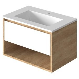 Vanitory Classic Rovere Giorno 70 cm - Frente Blanco con bacha integrada