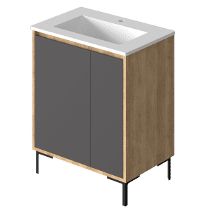 Vanitory Classic Fortezza Giorno 70 cm - Frente Negro con bacha integrada