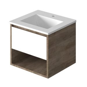 Vanitory Classic Rovere Notte 50 cm - Frente Blanco con bacha integrada