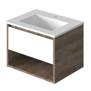 Vanitory Classic Rovere Notte 60 cm - Frente Blanco con bacha integrada