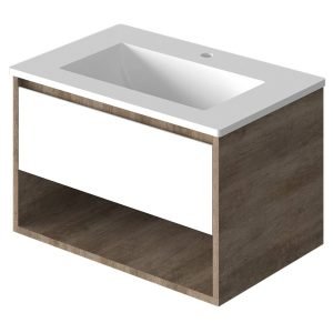 Vanitory Classic Rovere Notte 70 cm - Frente Blanco con bacha integrada