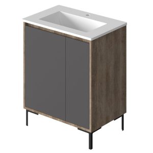 Vanitory Classic Fortezza Notte 70 cm - Frente Negro con bacha integrada