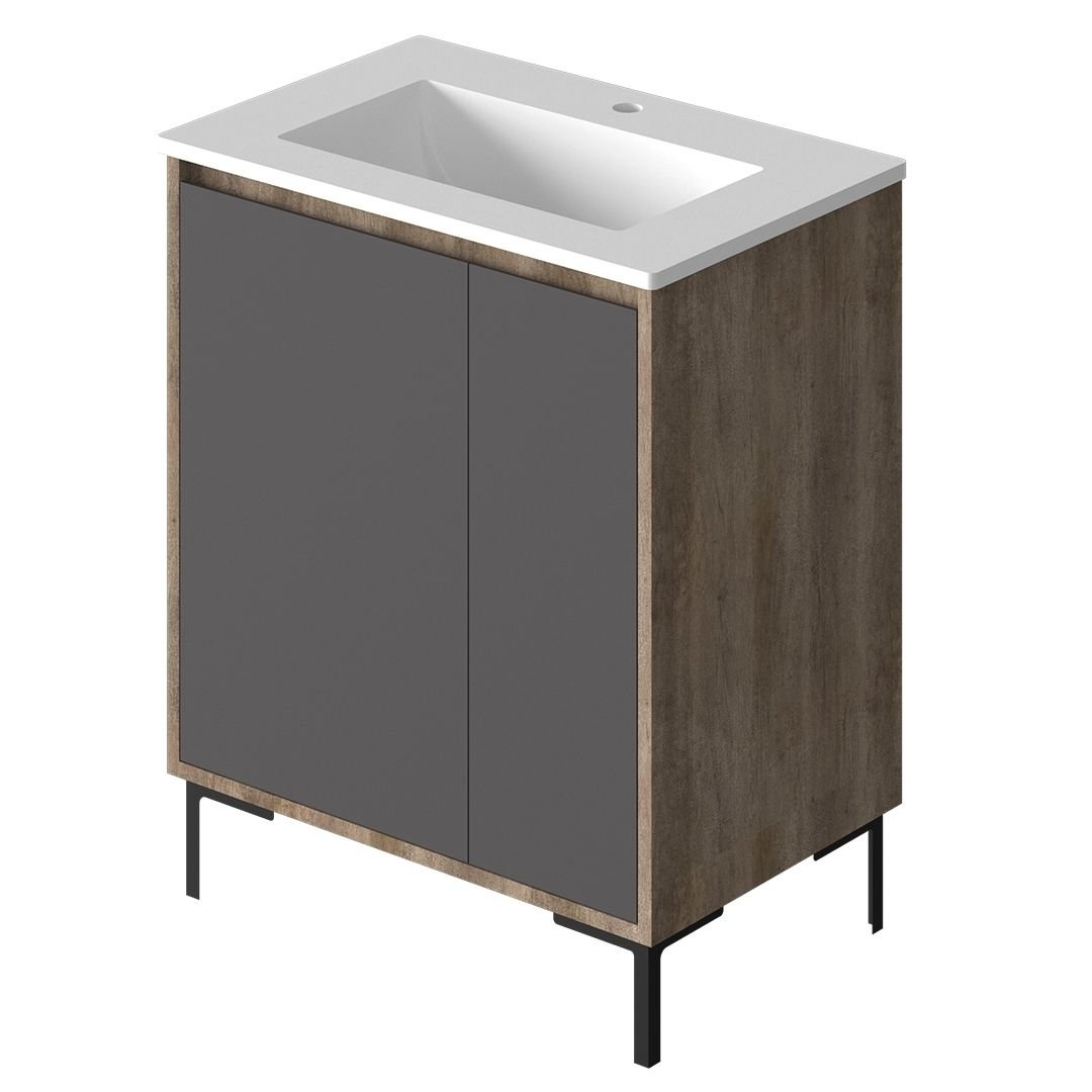 Vanitory Classic Fortezza Notte 70 cm - Frente Negro con bacha integrada