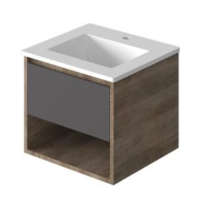 Vanitory Classic Rovere Notte 50 cm - Frente Negro con bacha integrada