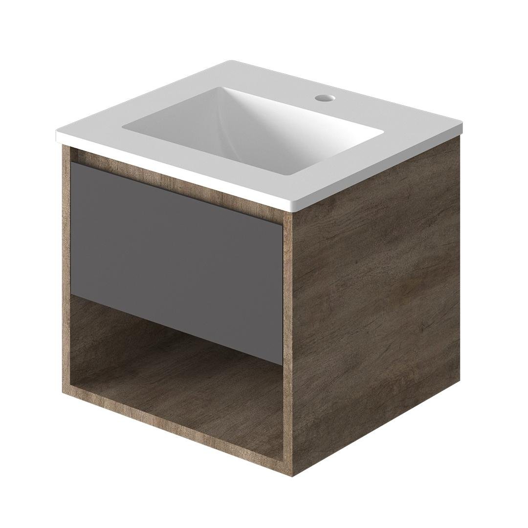 Vanitory Classic Rovere Giorno 50 cm - Frente Negro con bacha integrada