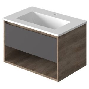 Vanitory Classic Rovere Notte 70 cm - Frente Negro con bacha integrada