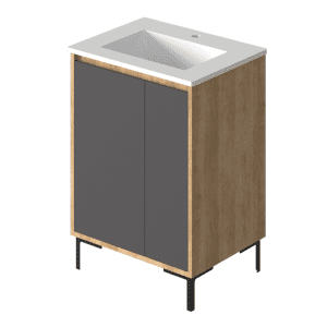 Vanitory Classic Fortezza Giorno 60 cm - Frente Negro con bacha integrada