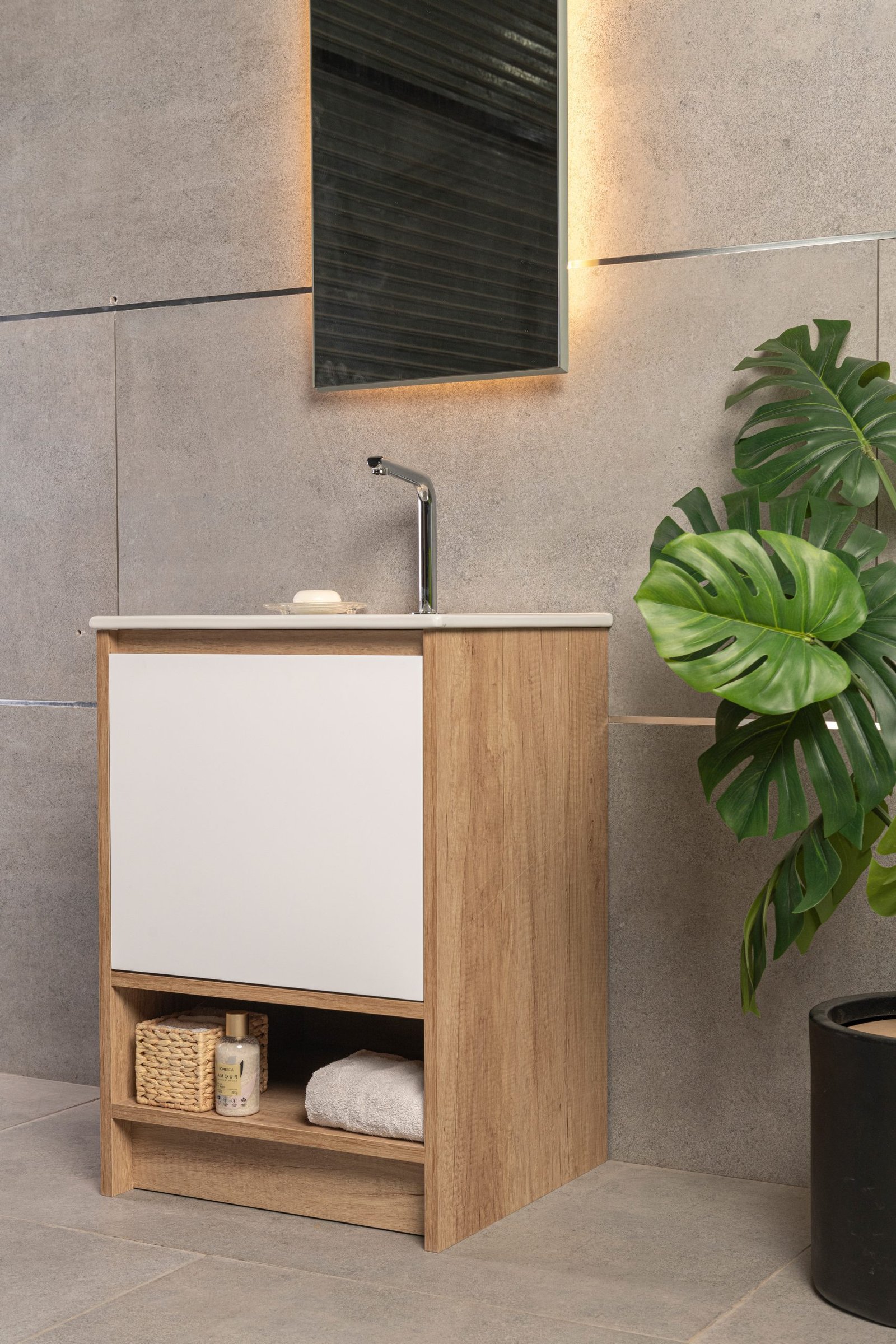 Vanitory Classic Legno Giorno 50 cm - Frente Blanco con bacha integrada - Image 4