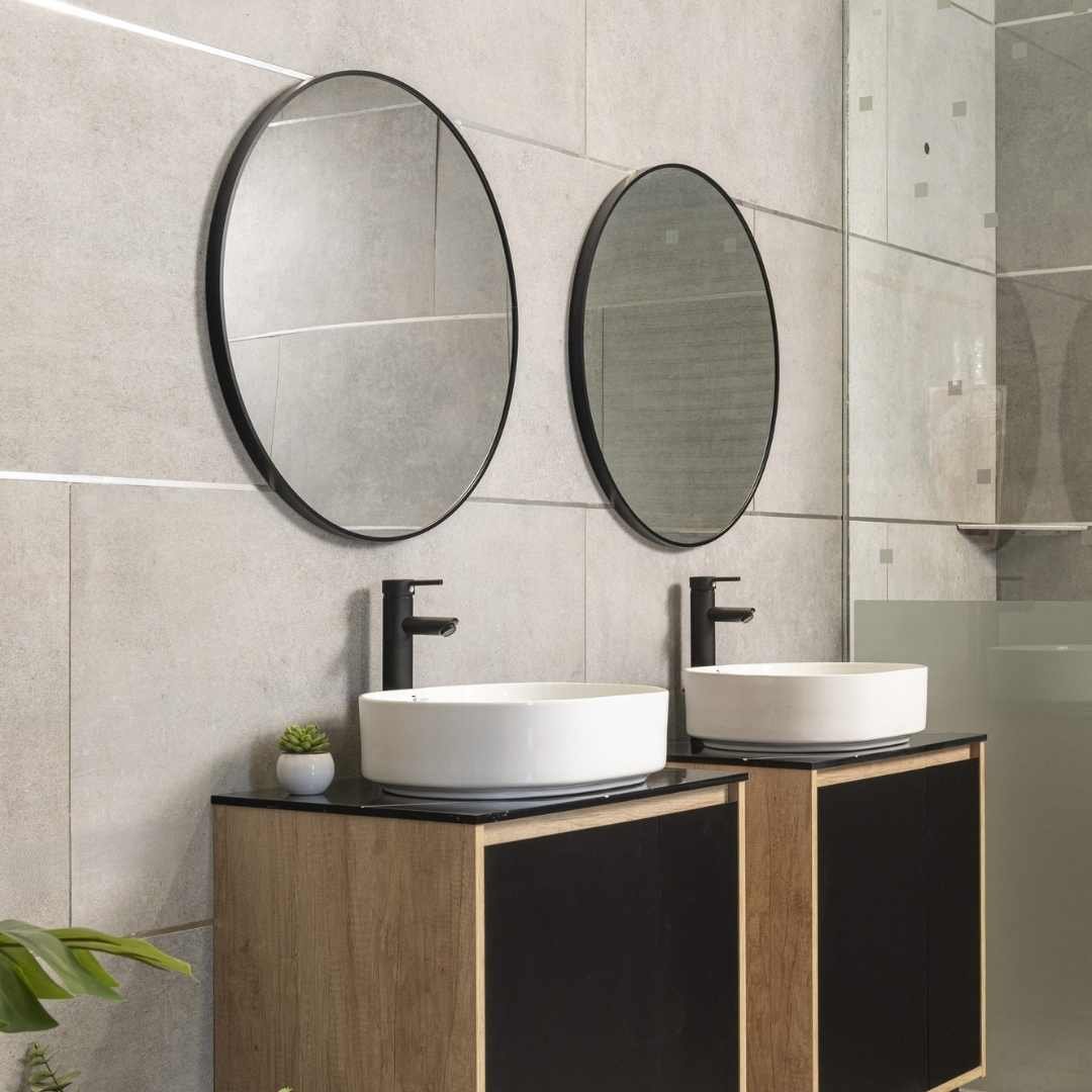 Espejo marco de aluminio Ring Frame 70 cm - Negro mate
