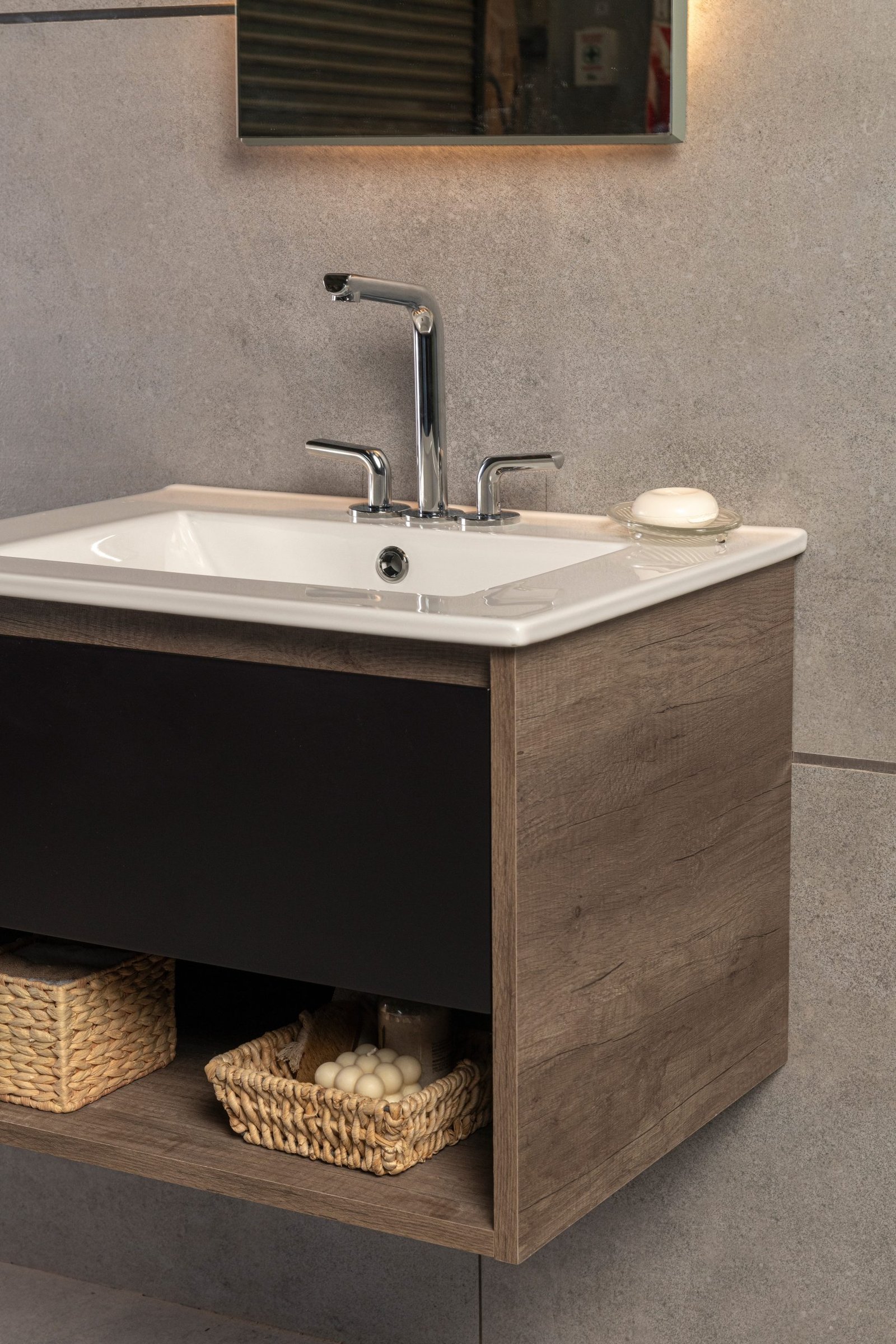 Vanitory Classic Rovere Notte 50 cm - Frente Negro con bacha integrada - Image 3