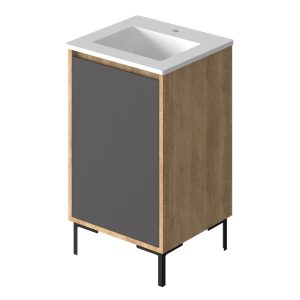 Vanitory Classic Fortezza Giorno 50 cm - Frente Negro con bacha integrada