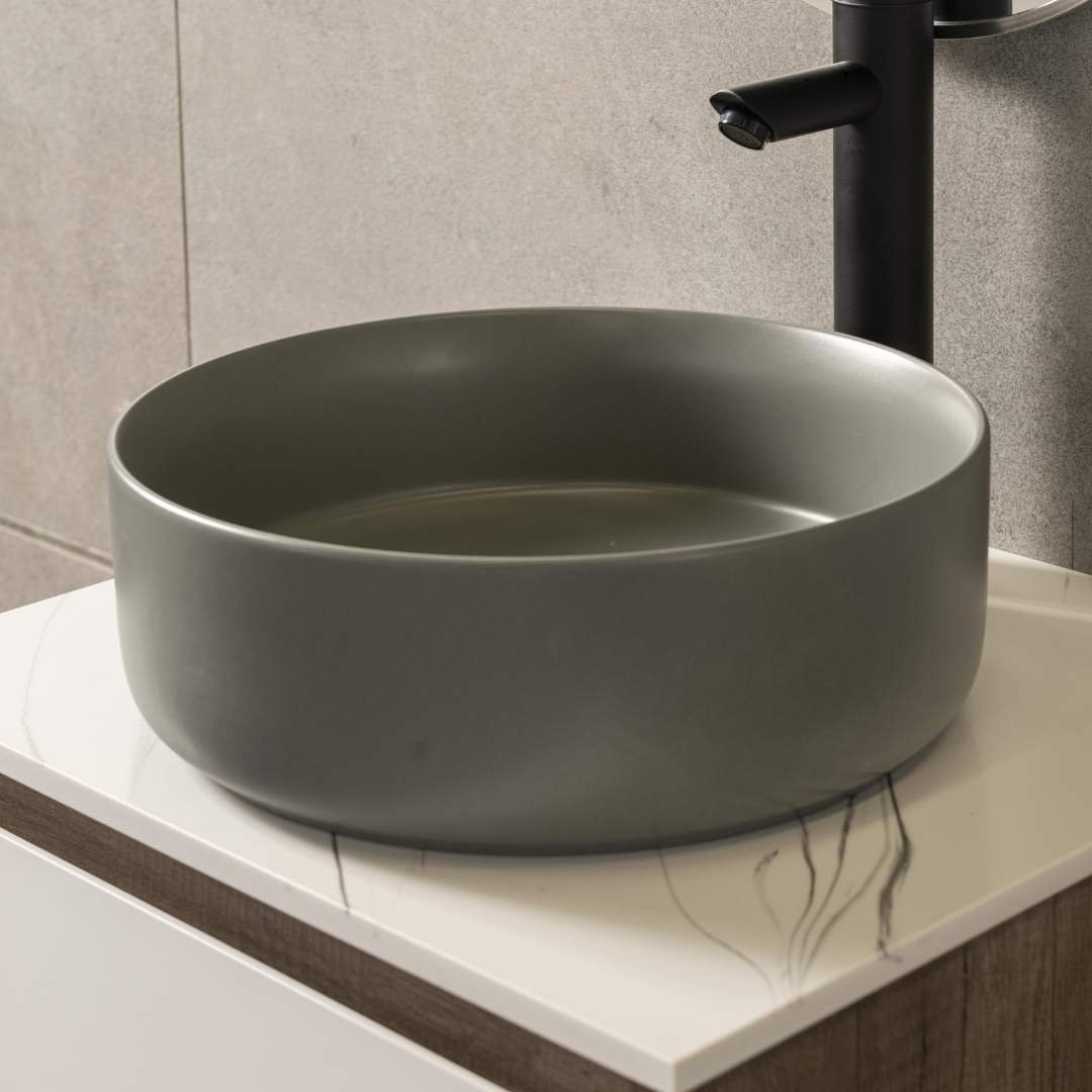 Bacha cerámica de apoyo Artistic Kahlo 36x12,5 cm - Gris Ceniza