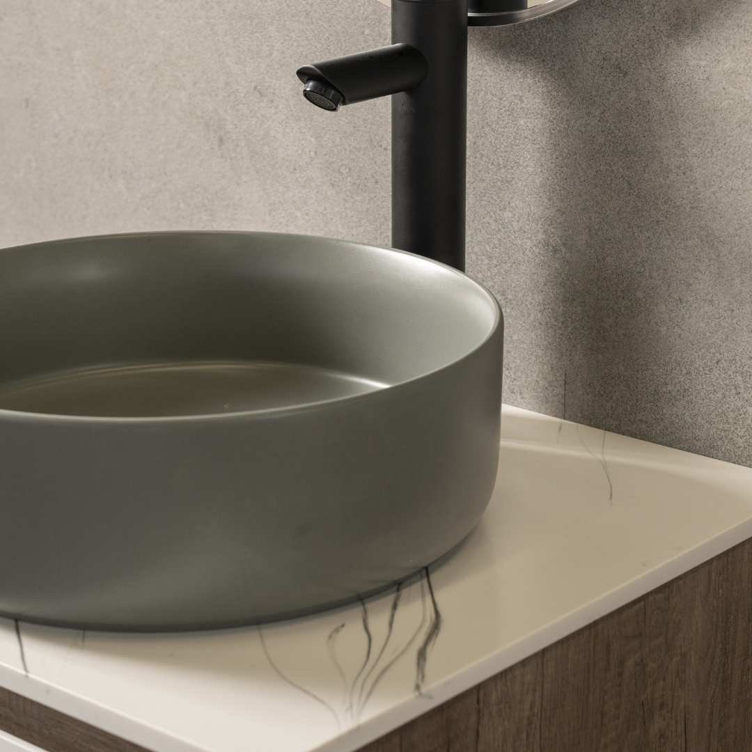 Bacha cerámica de apoyo Artistic Kahlo 36x12,5 cm - Gris Ceniza - Image 4