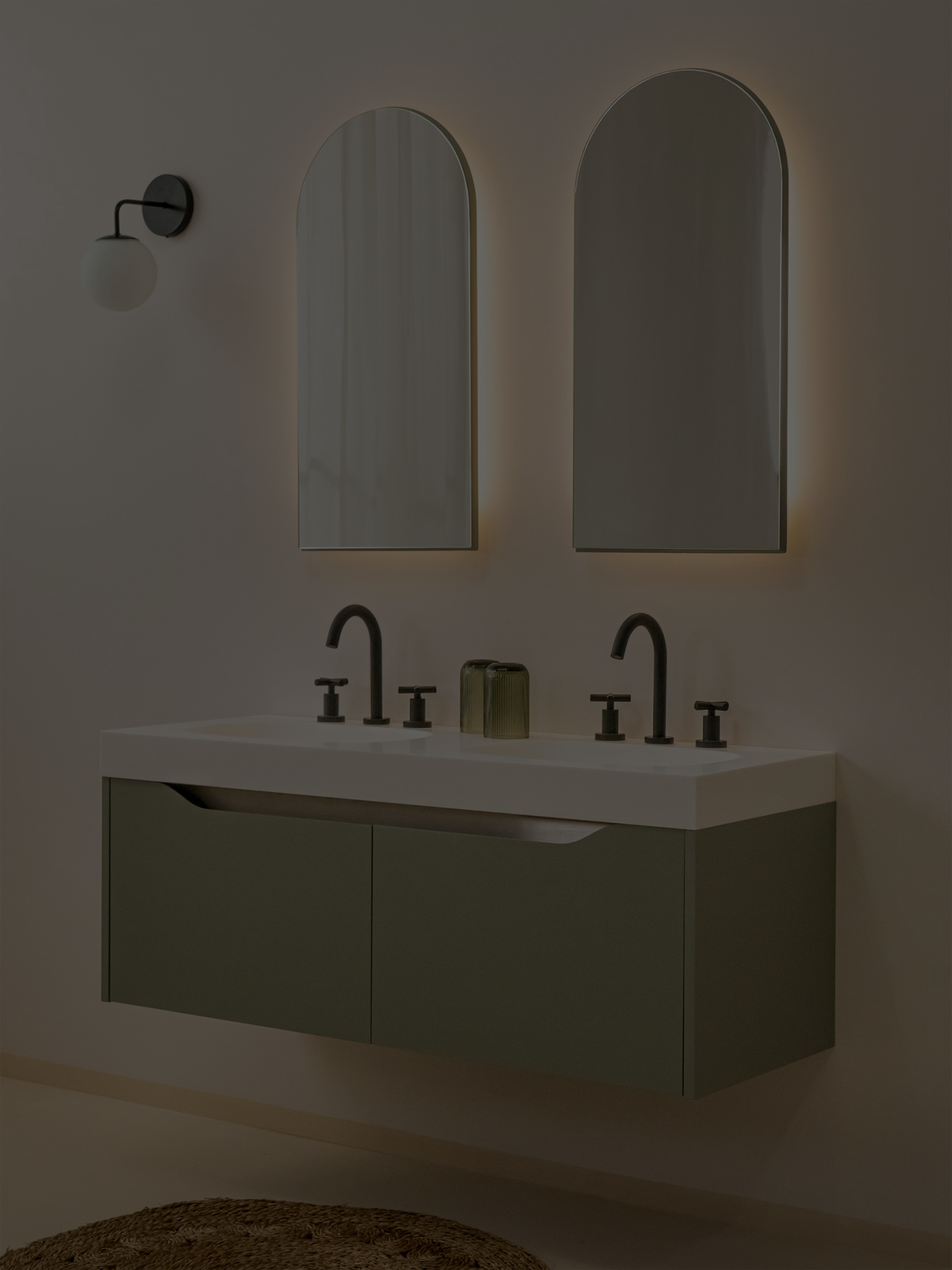 Vanitory con doble bacha moderno y funcional en un baño elegante